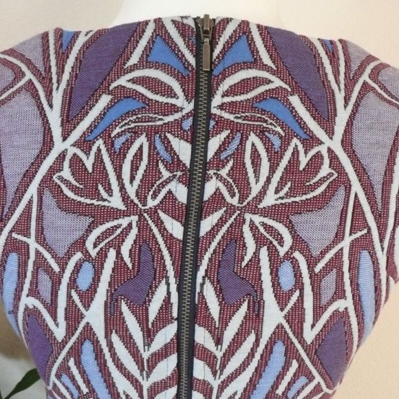 Anthropologie Blue Jacquard Sheath Midi - Picture 6 of 8